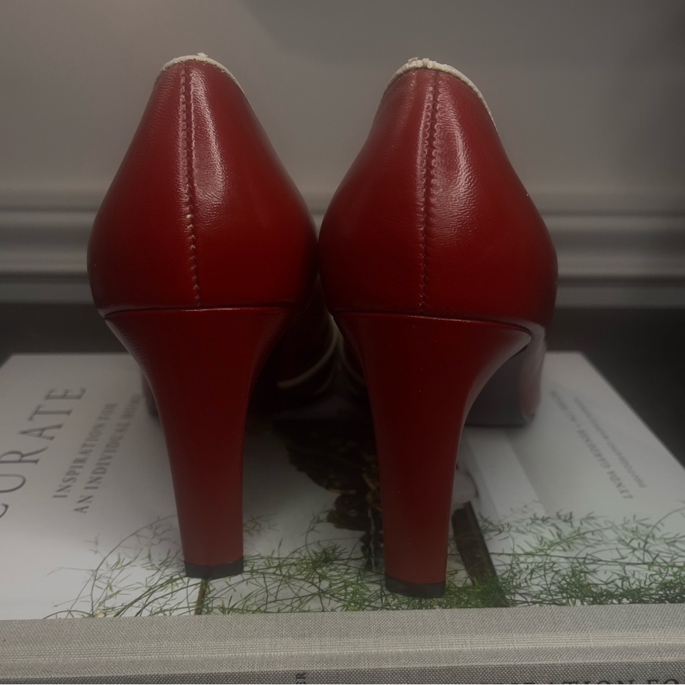 Vintage Elements by Nina Red Leather Heels – Size 7.5 – Never Worn - Picture 3 of 7
